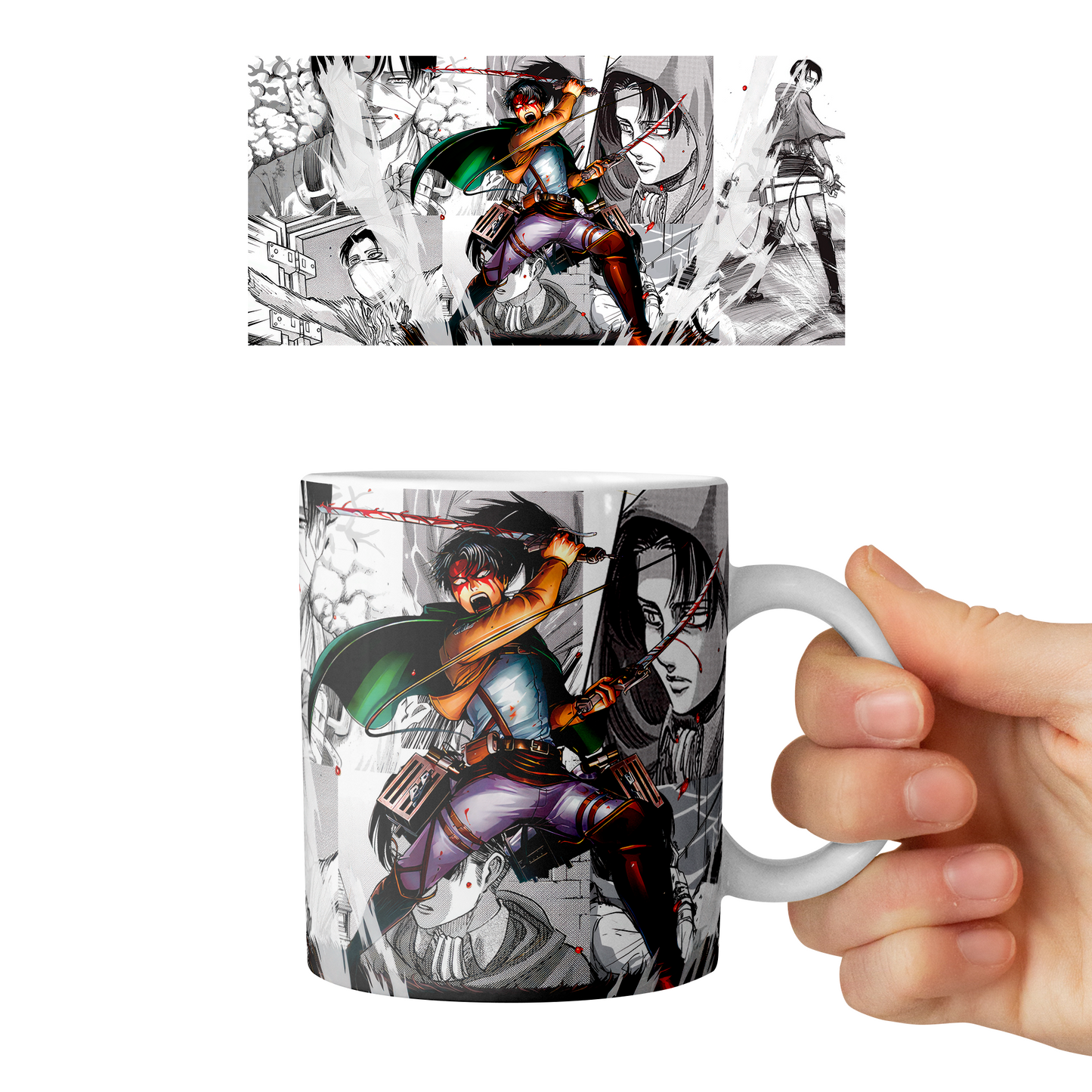 Taza 11 oz Levi - D5 (Attack On Titan)