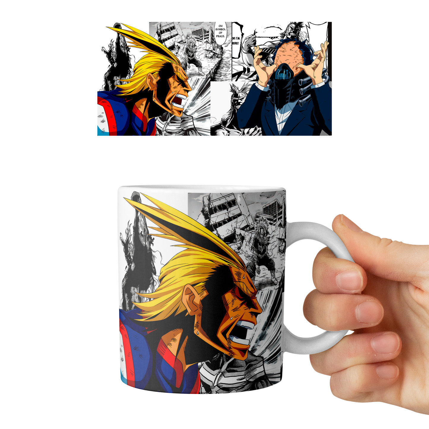 Taza 11 oz All Might x All For One - D1 (Boku No Hero Academia)