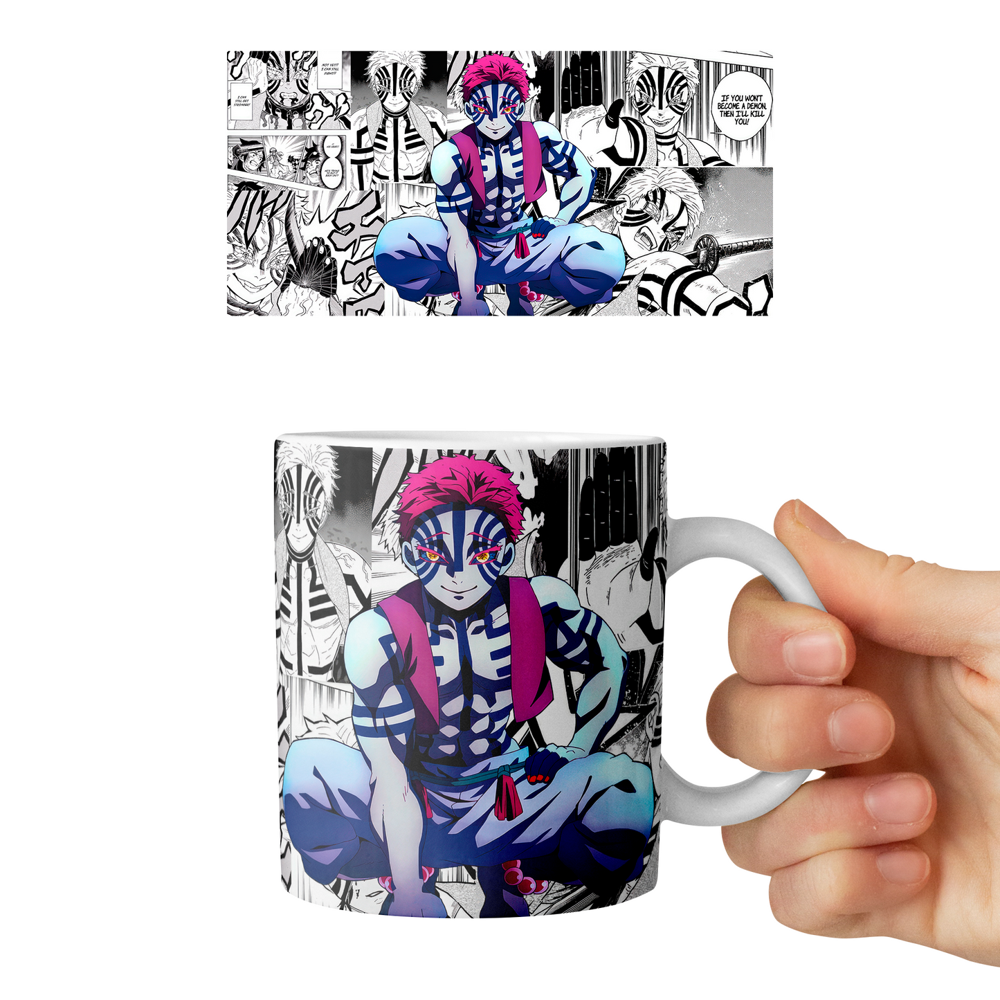 Taza 11 oz Akaza - D3 (Kimetsu No Yaiba)