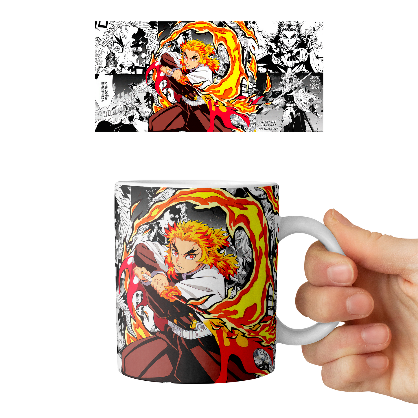 Taza 11 oz Rengoku - D3 (Kimetsu No Yaiba)