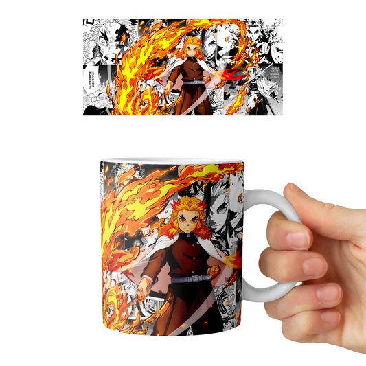 Taza 11 oz Rengoku - D4 (Kimetsu No Yaiba)