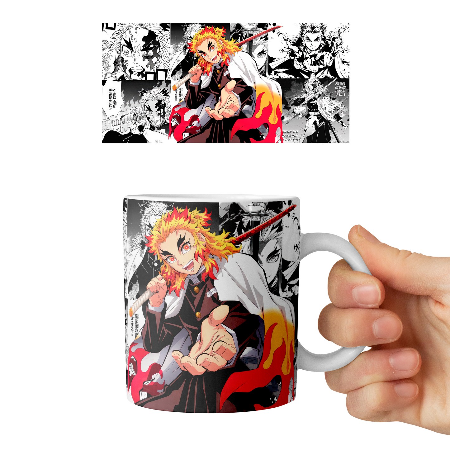 Taza 11 oz Rengoku - D6 (Kimetsu No Yaiba)