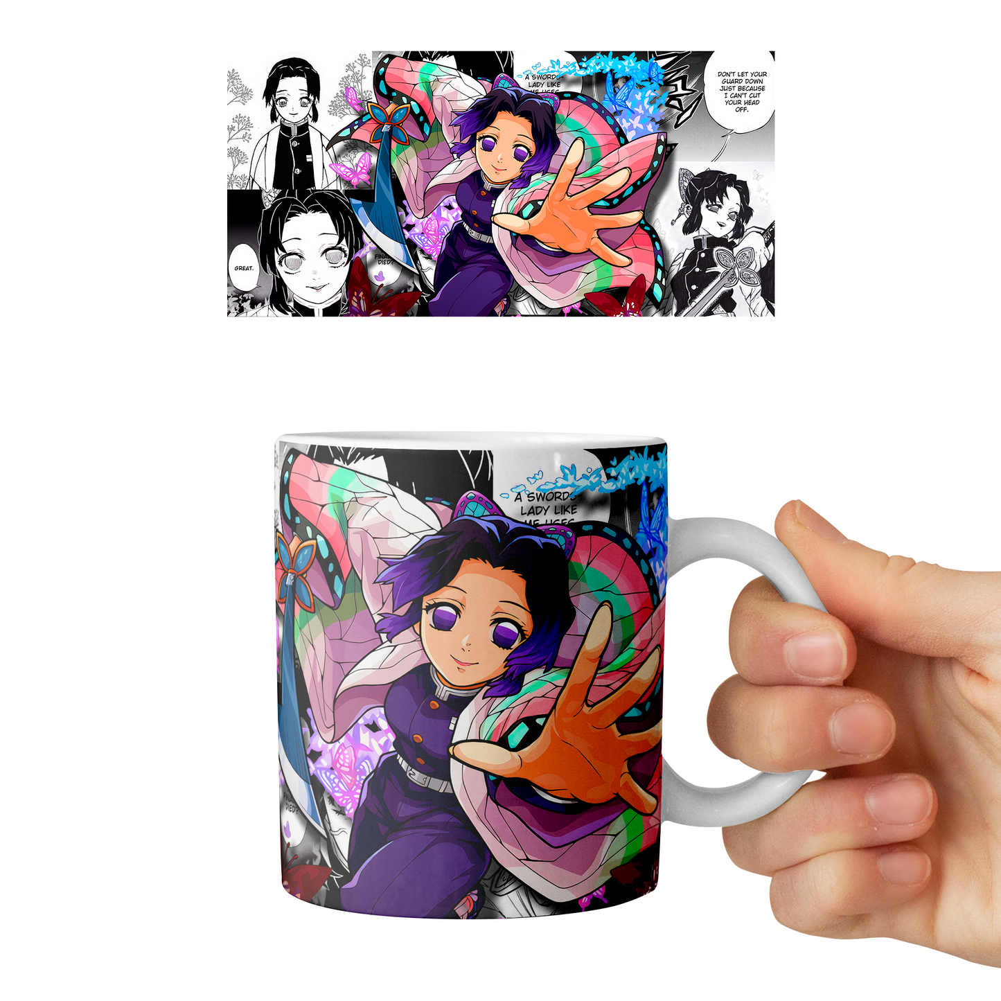 Taza 11 oz Shinobu Kocho - D2 (Kimetsu No Yaiba)