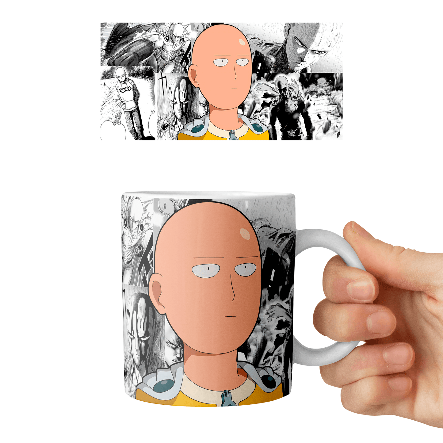 Taza 11 oz Saitama - D6 (One Punch Man)