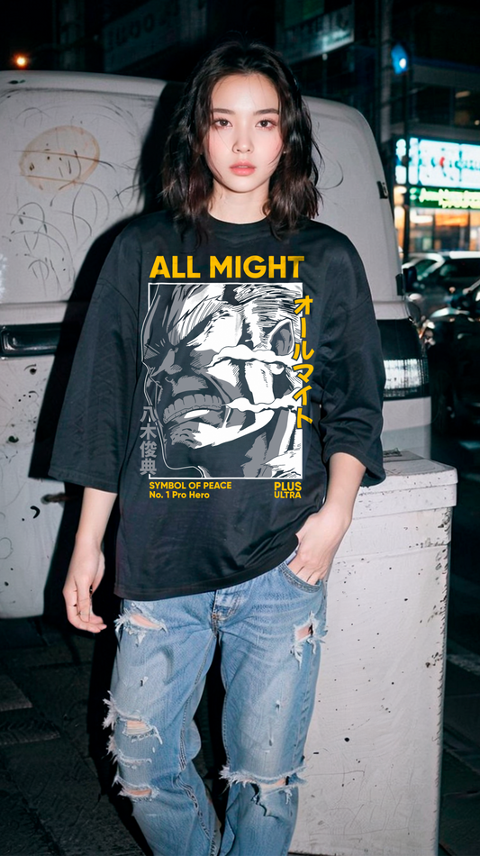 Playera All Might - D3 (Corte Overzise y Corte Regular)