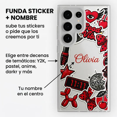 Funda Sticker Personalizada con tu Nombre | Y2K, Anime, Pastel (Stikers a tu Elección) - Kiracases by Pulso creativo