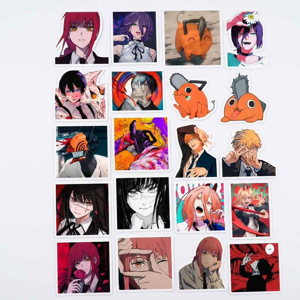 Set 40 Stickers Chainsaw Man - Denji, Power, Makima, Pochita y más | Envío Gratis