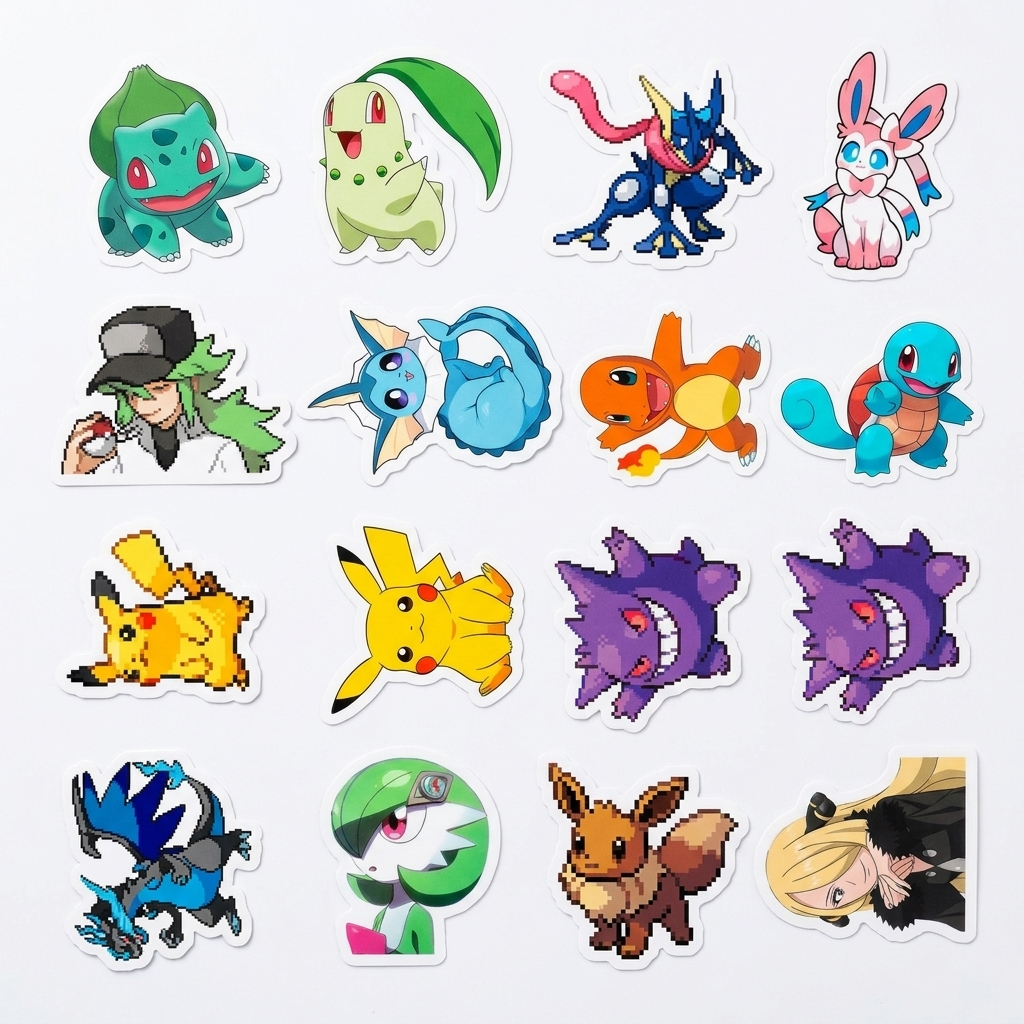 Set 40 Stickers Pokémon - Pikachu, Charizard, Eevee y más | Envío Gratis
