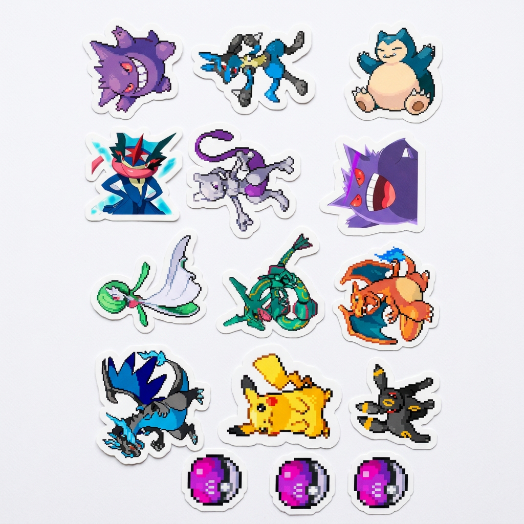 Set 40 Stickers Pokémon - Pikachu, Charizard, Eevee y más | Envío Gratis