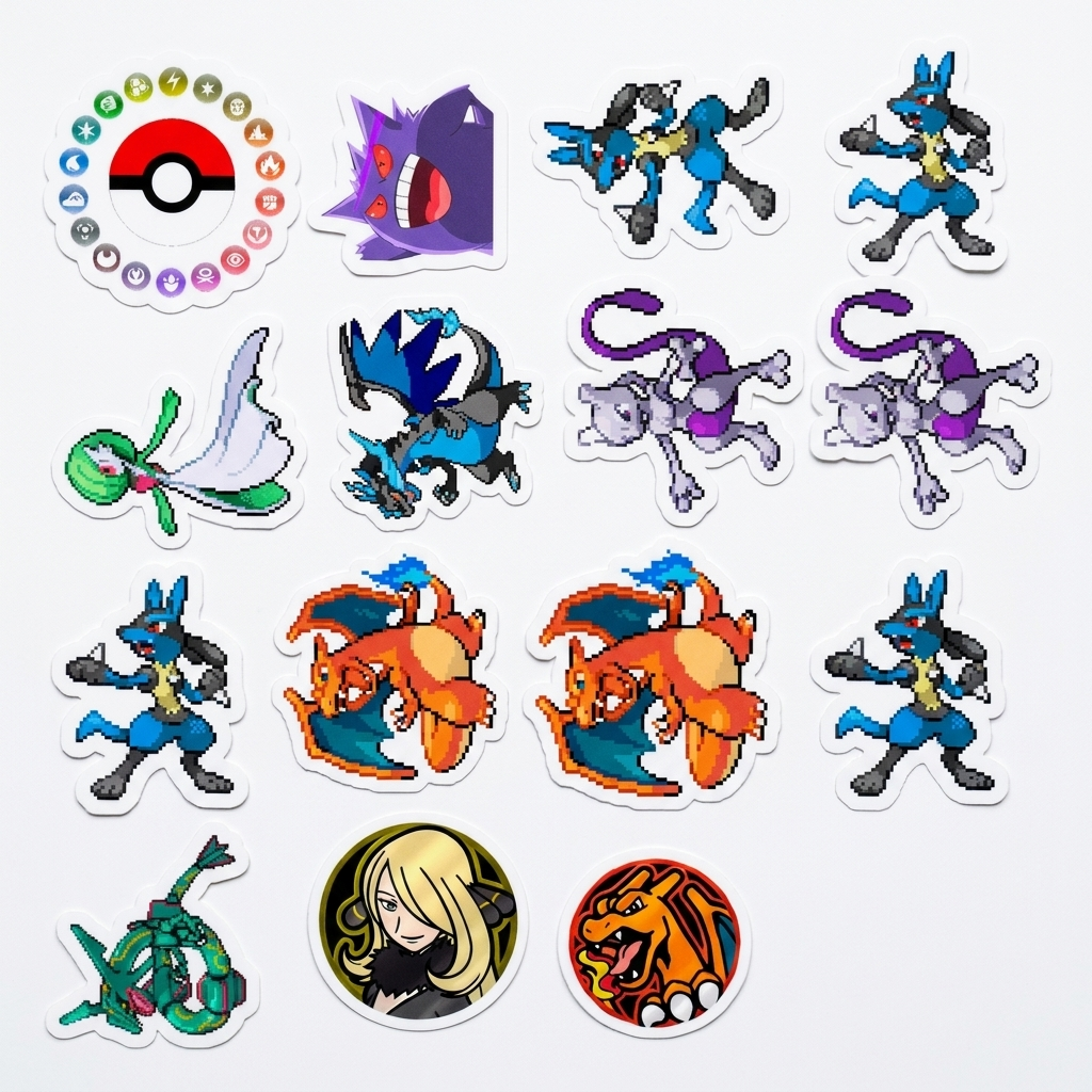 Set 40 Stickers Pokémon - Pikachu, Charizard, Eevee y más | Envío Gratis
