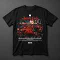 Playera negra KIRA CASES diseño la batalla del Castillo Infinito, Demon Slayer, corte regular