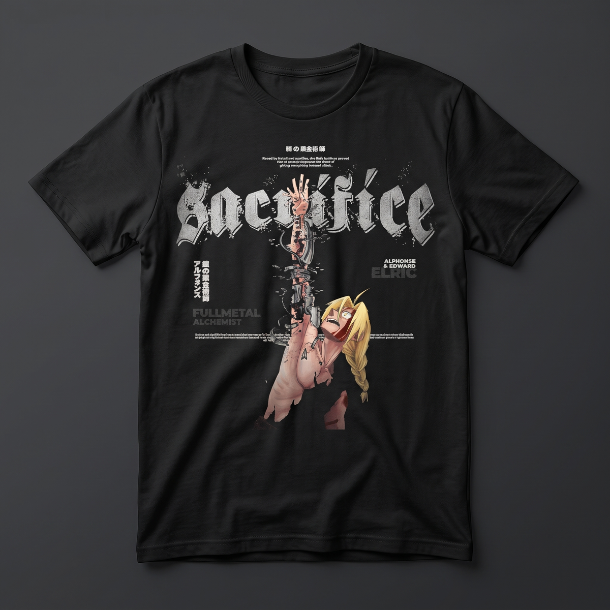 Playera negra Edward Elric, Fullmetal Alchemist, KIRA CASES