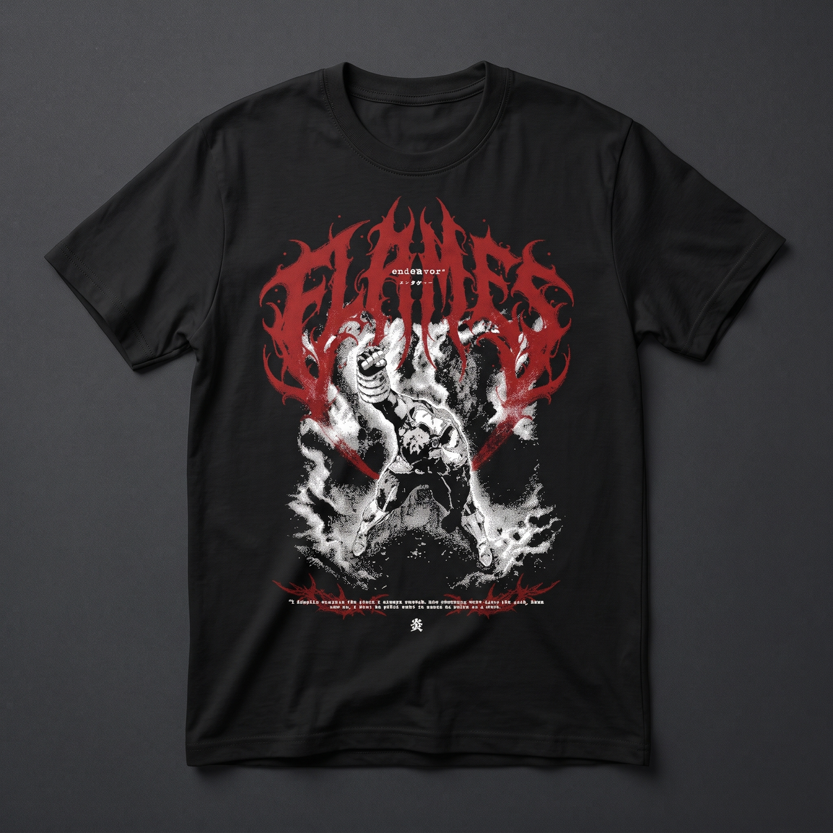 Playera negra Endeavor, My Hero Academia, KIRA CASES