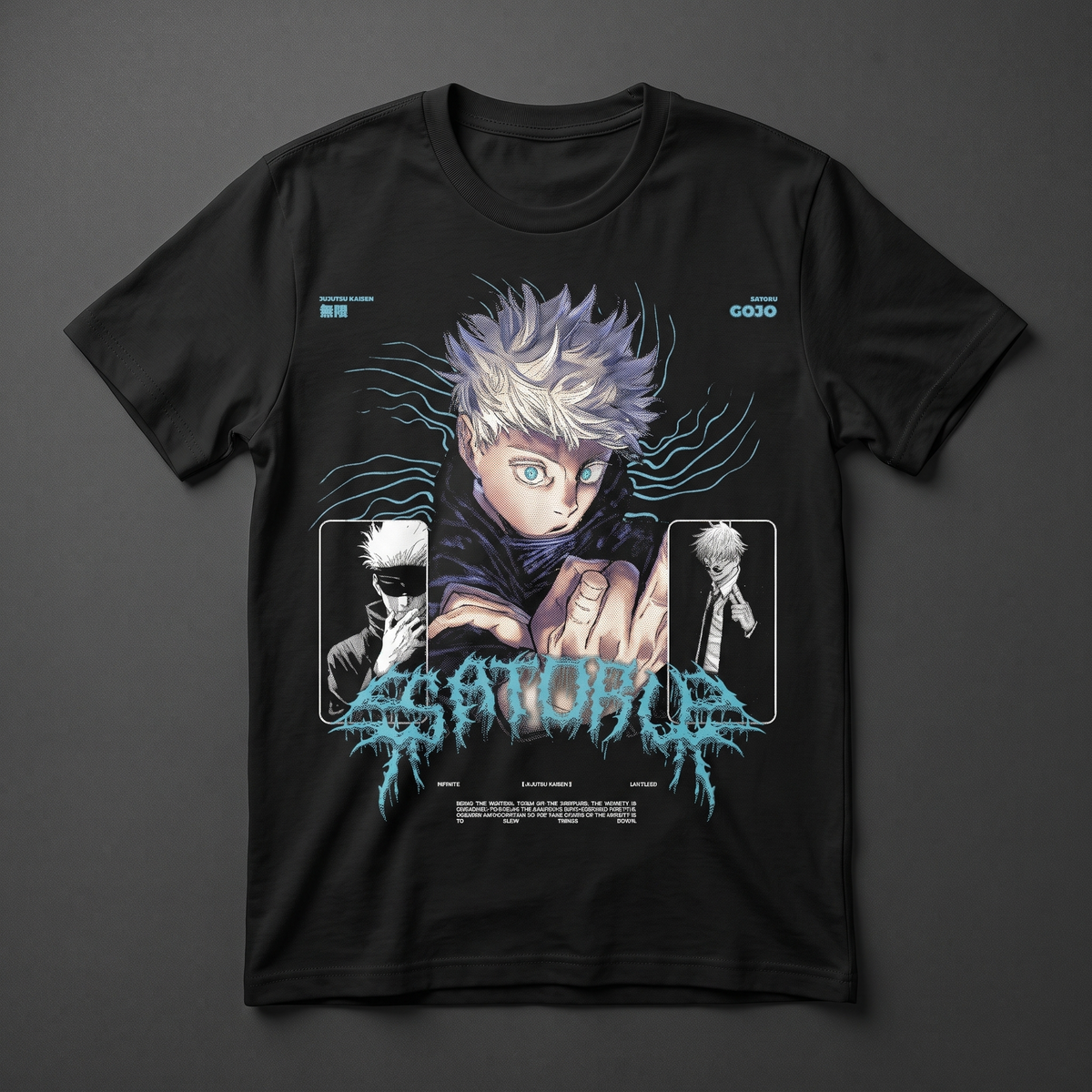Playera negra KIRA CASES de Satoru Gojo - Jujutsu Kaisen