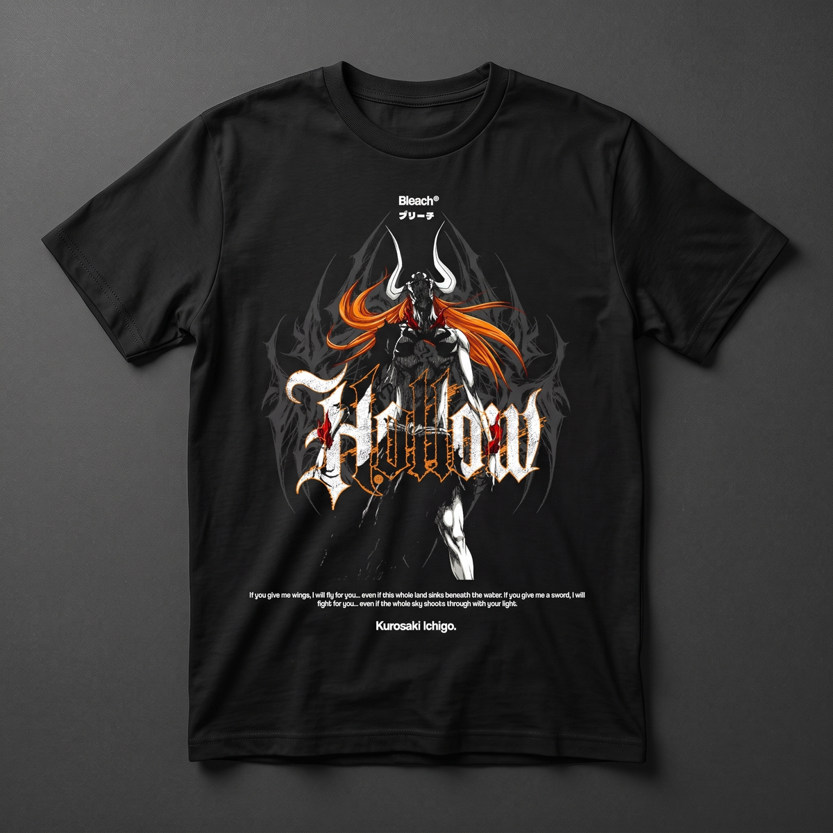 Playera negra de Ichigo Kurosaki Hollow - Bleach, KIRA CASES