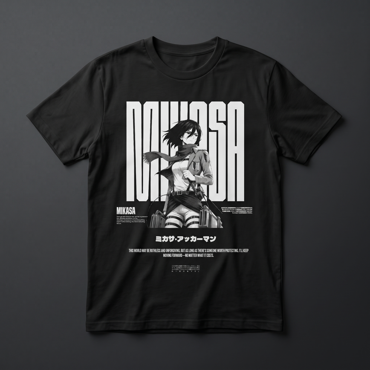 Playera negra de Mikasa Ackerman - Attack on Titan, KIRA CASES