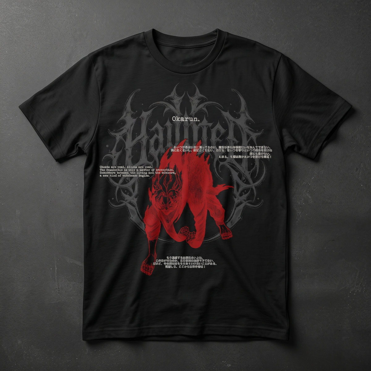 Playera negra de Okarun - Dandadan, KIRA CASES
