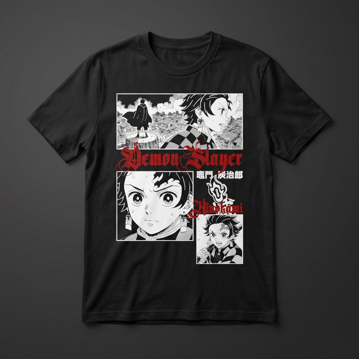 Playera negra KIRA CASES de Tanjiro Kamado - Demon Slayer