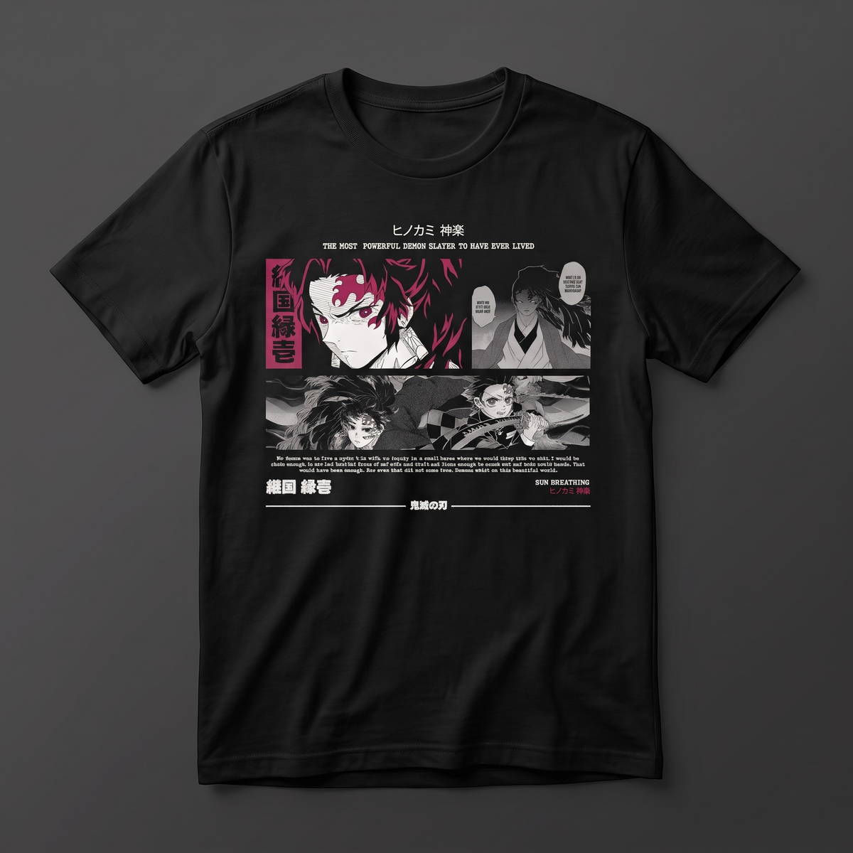 Playera negra KIRA CASES de Yoriichi Tsugikuni - Demon Slayer