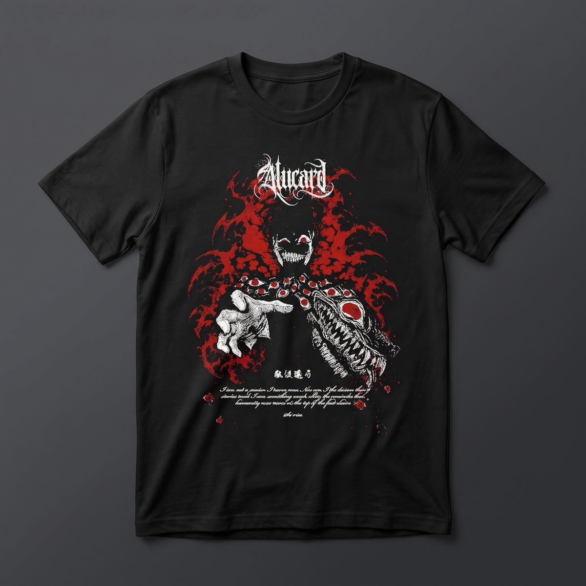 Playera Alucard Hellsing negra diseño anime corte regular KIRA CASES