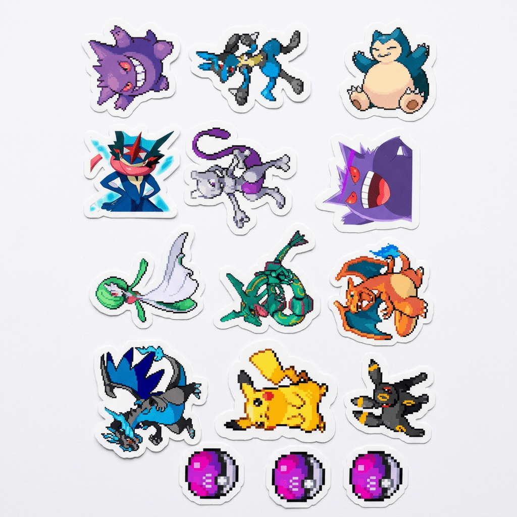 Set 40 Stickers Pokémon - Pikachu, Charizard, Eevee y más | Envío Gratis - Kiracases by Pulso creativo