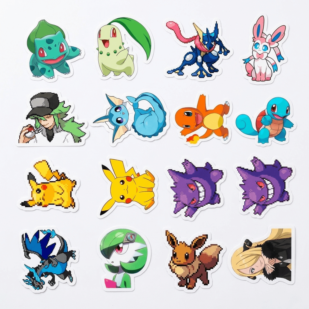 Set 40 Stickers Pokémon - Pikachu, Charizard, Eevee y más | Envío Gratis - Kiracases by Pulso creativo